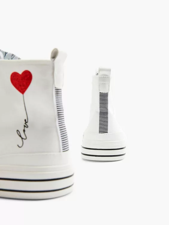 Witte Hoge Canvas Sneaker Hartje - Afbeelding 4