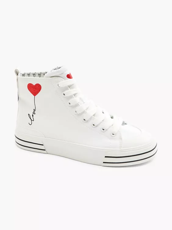 Witte Hoge Canvas Sneaker Hartje - Afbeelding 6