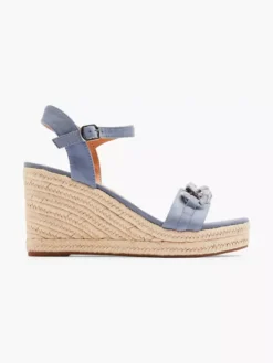 Jeansblauwe Sandaal Sleehak