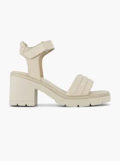 Beige Leren Chunky Sandalette