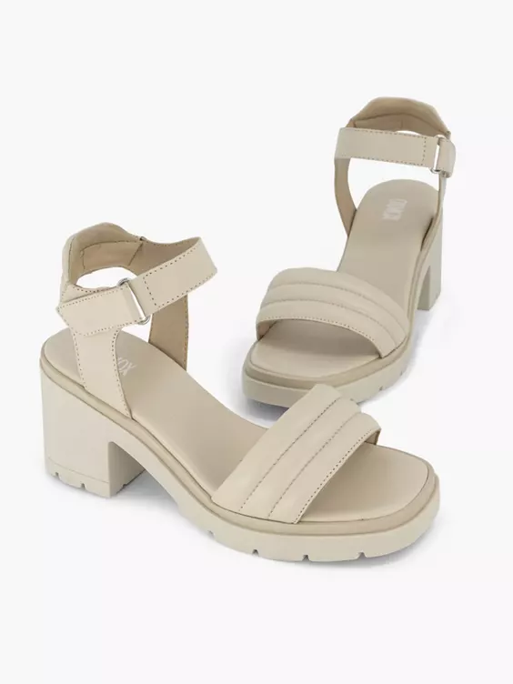 Beige Leren Chunky Sandalette - Afbeelding 5