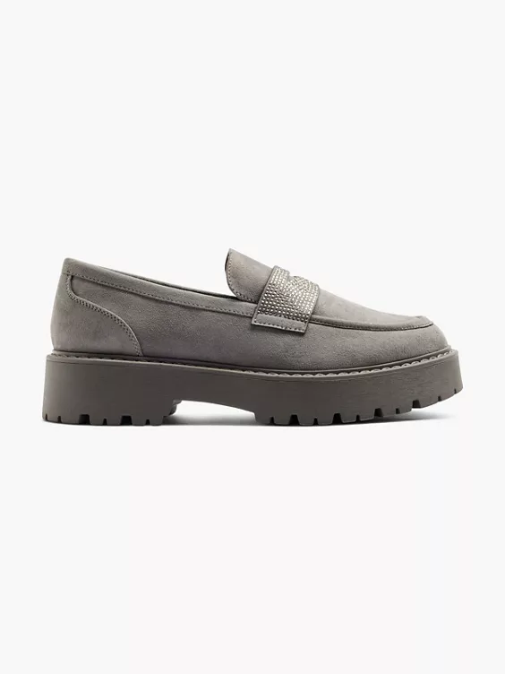 Grijze Chunky Loafer Steentjes